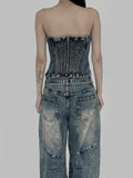 Ridi cut washed denim top