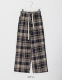 Benhi Hairy Wool Banding Check Wide Pants