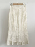 Deloe Wrinkle Unbalance Slit Long Skirt