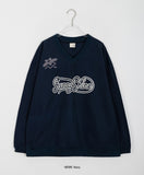 [BAONHAUS] Oten Nylon Printing V-neck Sweatshirt