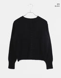 Burm Big Bean Button Round Neck Long Sleeve Knit Cardigan