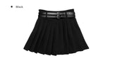 Huki Two Belt Set Pleated Mini Skirt