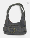 Dipple Y2K Eyelet Belt Denim Shoulder Bag