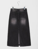 Colan washed denim long skirt