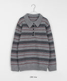 Neneki Wool Stripe Button Knit