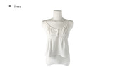 Cordon Summer Ribbon Shirring Button Sleeveless Blouse