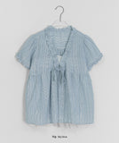 Olbe Layered Ribbon Short Sleeve Blouse