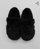 Hoya Winter Fur Angora Velcro Flat Mary Jane Loafers