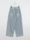 [unisex] Dehu washing wide parachute denim pants