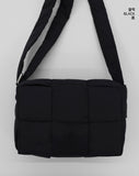 [With Pouch] Pulson Square Grid Padding Nylon Square Shoulder Cross Bag