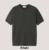 Koiz henley neck wrinkle short sleeve t-shirt