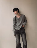 Groove cat-washed rivet flare denim pants