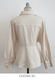 Annie V-neck Collar Double Wrap Jacket Blouse