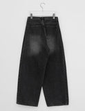 Ronir pintuck wide black blue brushed denim pants