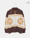 Mulley Nordic Collar Loose Fit Knit Zip-Up