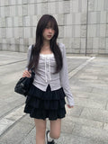 Latte Suede Tiered Mini Skirt