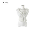 Evil Shirring Crop Puff Ribbon Smoke Blouse