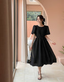 Endel Puff Jacquard Flare Long One Piece