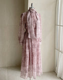 Fate printed chiffon shirring tie one pice