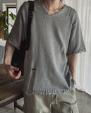 Atelie damage V-neck short sleeves knitwear