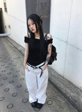 Jed Off-Shoulder Shirring T-shirt