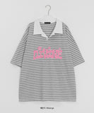 [Unisex] Hion Stripe Collar Over Short Sleeve Tee