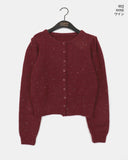 Tone Wool Bocashi Snap Button Shirring Knit Cardigan