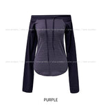 Five Strap Off Shoulder Stripe Long Sleeve