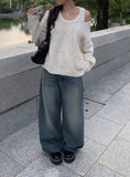 Thyssen Washing Denim Wide Pants