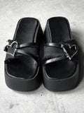 1163 Fringe Platform Sole Slippers (6cm)