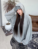 Lock embroidery hooded long sleeve