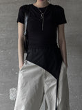 Tube top layered short sleeve T-shirt