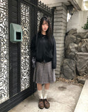 Lahae Pleated Check Midi Skirt
