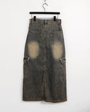 Parform Vintage Washing Long Denim Skirt