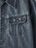 The Born Washed Leather Crop Trucker Jacket