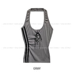 Sideline eyelet halter top
