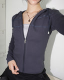 [MADE] Foil Vintage Pocket Slit Slim Ribbed Hood Zip-Up