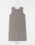 Oruni Round Collar Check Long One Piece