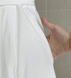 Peeling Pleated Sleeveless Long One Piece (Belt Set)