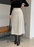 Belden Buckle Unbalance Pleated Long Skirt