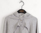 Lots Snap Button Waffle Layered Hood Bolero