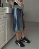 Banding Track Damage Bermuda Denim Pants
