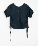 Kimin Shirring Strap Round Puff Blouse