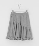 Simrin Ribbed Diagonal Shirring Midi Skirt