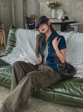Wes Span Semi-Crop Snap Denim Shirt