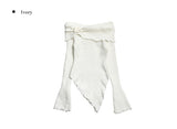 Weave Off-Shoulder Corsage Slim Knit