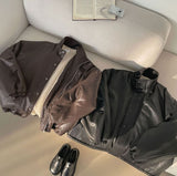 Classic loose fit string full lining high neck leather mustang