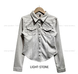 Zen Slim Fit Suede Cropped Shirt
