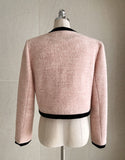 Noble Velvet Ribbon Boucle Wool Jacket Mini Skirt Set