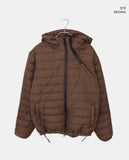 Monning String Two-Way Hooded Overfit Lightweight Padding Jumper